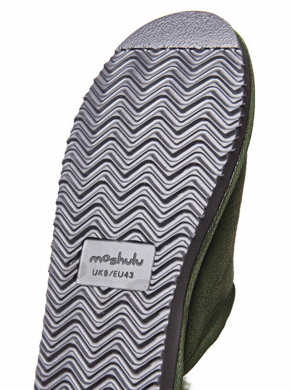 Green men's luxury sheepskin mule slipper - FOXTAIL OLIVE GREEN
