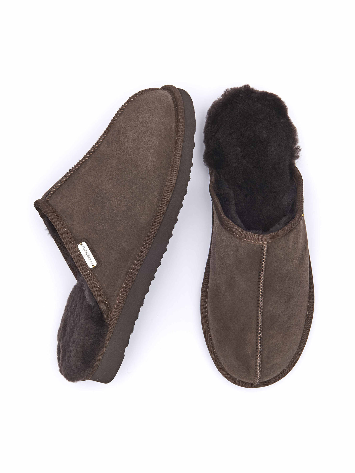 Brown men's luxury sheepskin mule slipper - FOXTAIL BROWN
