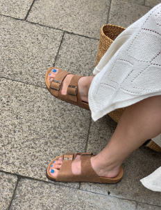 Brown cork footbed mule sandals - BAVARIA WAXY CHOCOLATE