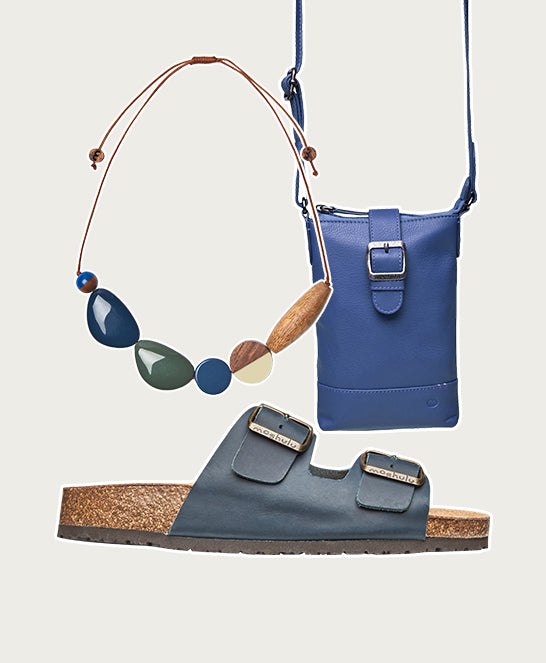 Blue cork footbed mule sandals - BAVARIA WAXY INDIGO