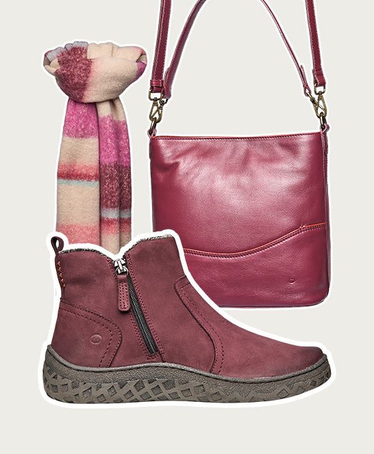 Red dual-zip faux fur lined nubuck ankle boot - COHEN ZINFANDEL RED NUBUCK