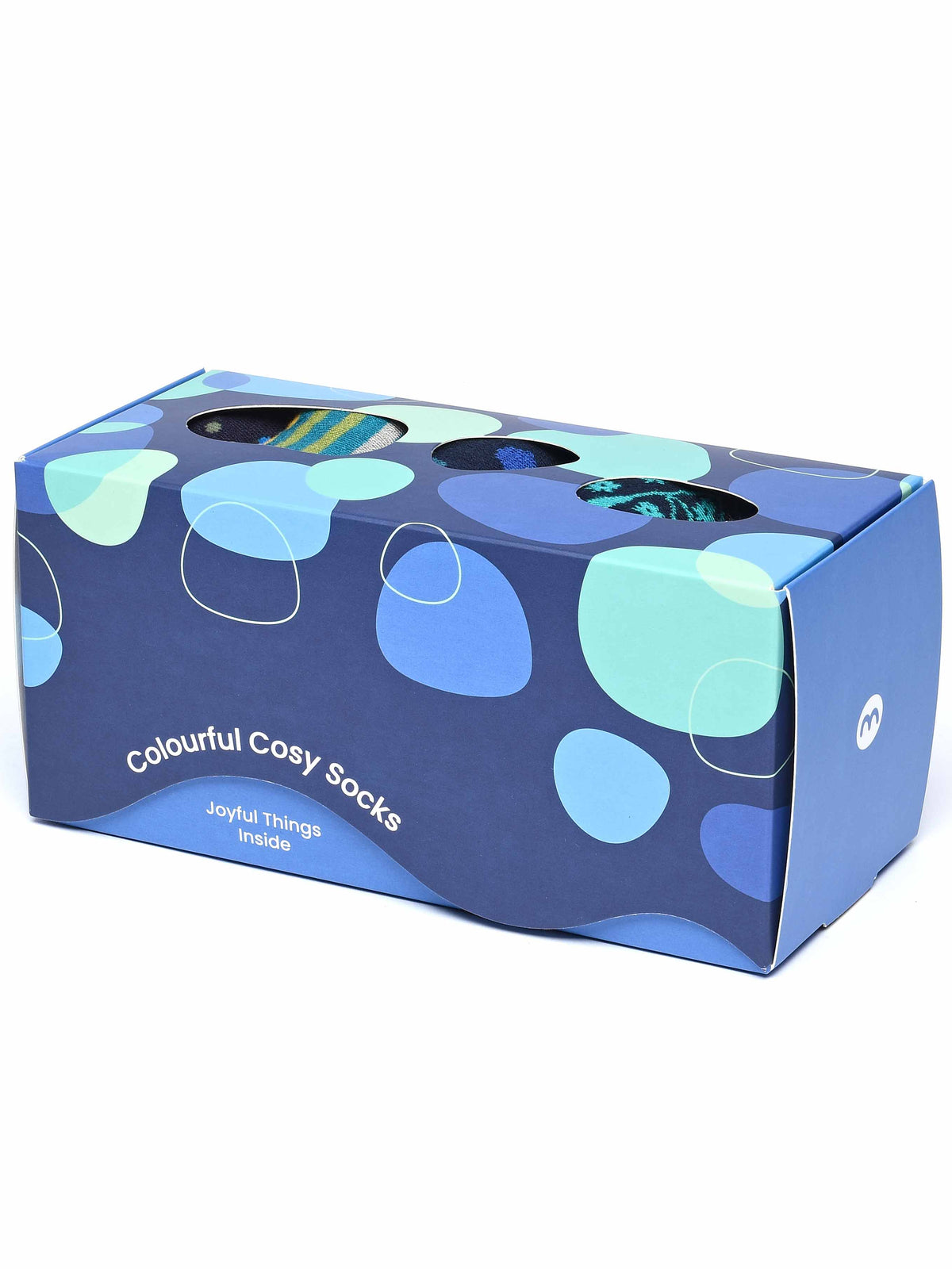 Blue ladies' patterned 5 sock box - DAMSELFLY SOCK BOX INDIGO