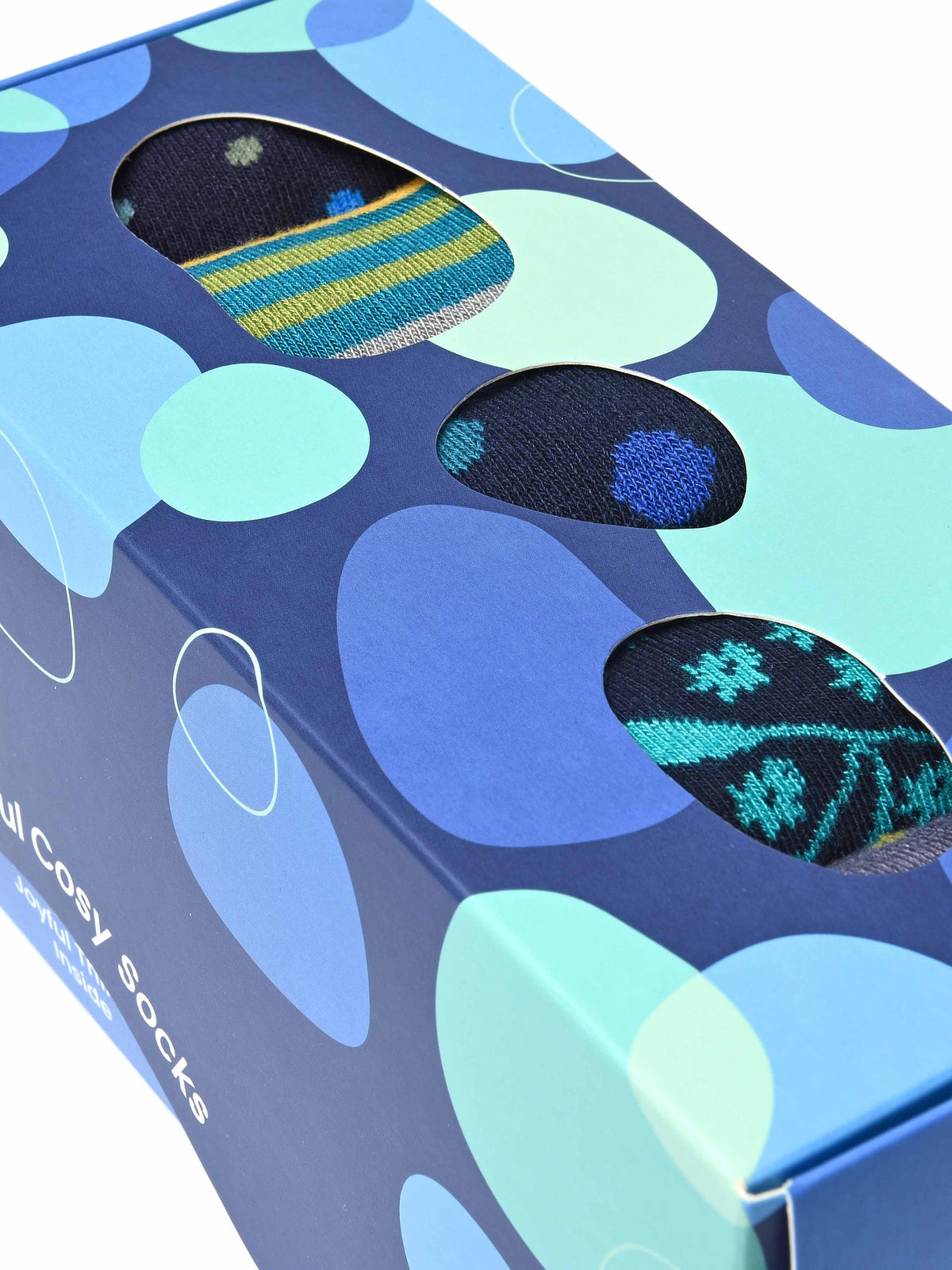 Blue ladies' patterned 5 sock box - DAMSELFLY SOCK BOX INDIGO