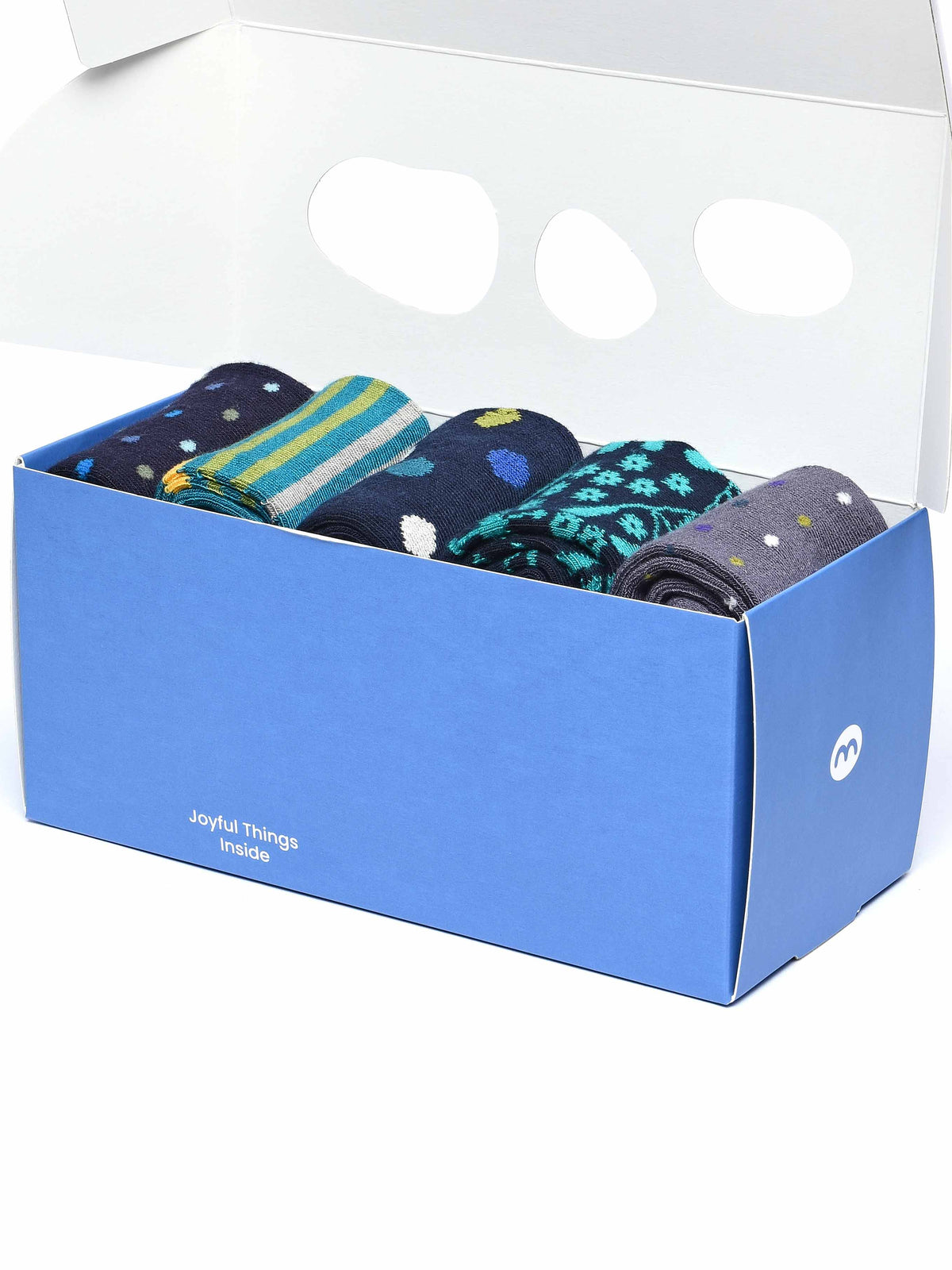 Blue ladies' patterned 5 sock box - DAMSELFLY SOCK BOX INDIGO