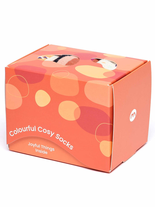 White / Neutral ladies' patterned 3 sock box - FRITILLARY SOCK BOX CREAM