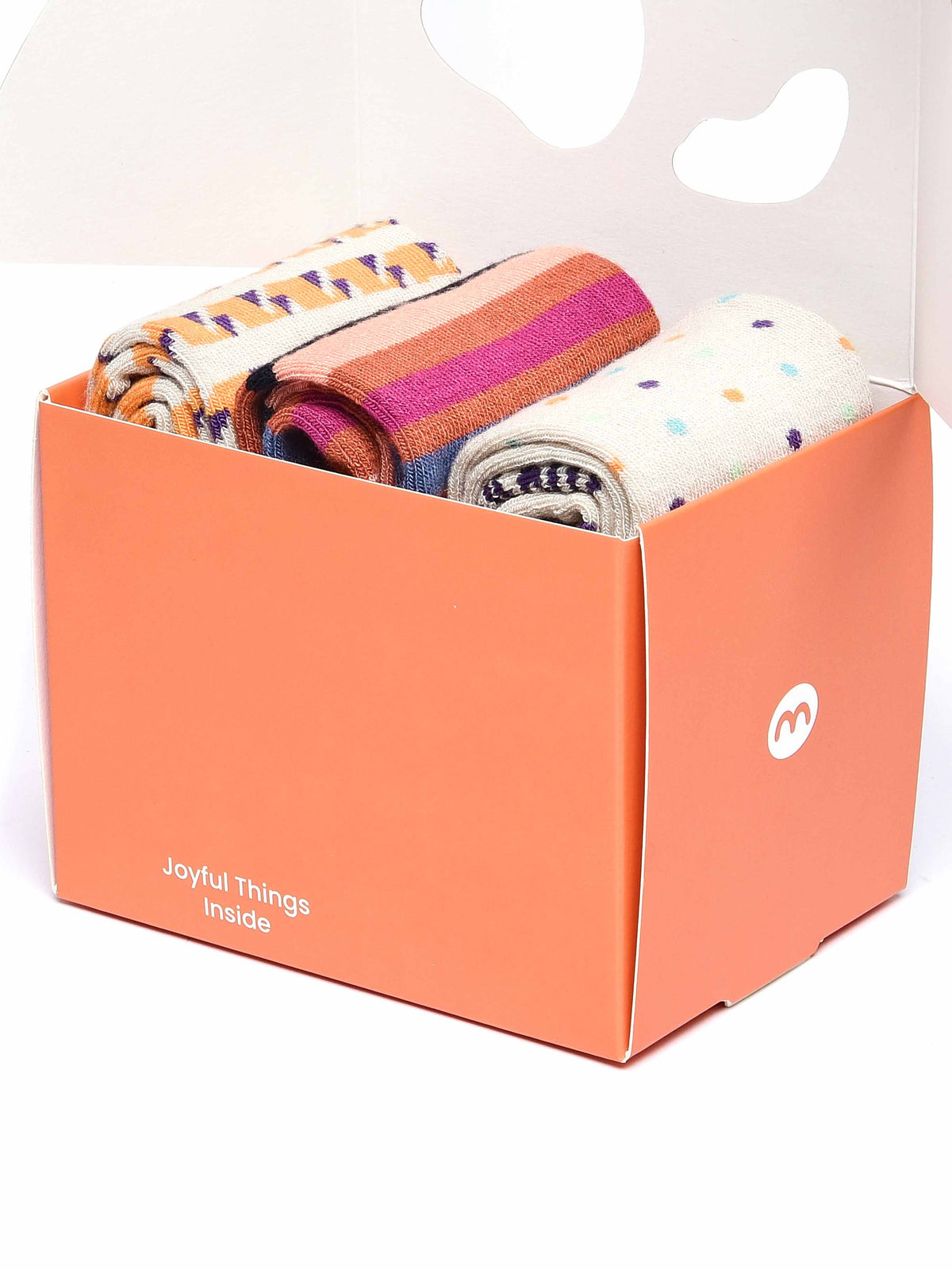 White / Neutral ladies' patterned 3 sock box - FRITILLARY SOCK BOX CREAM