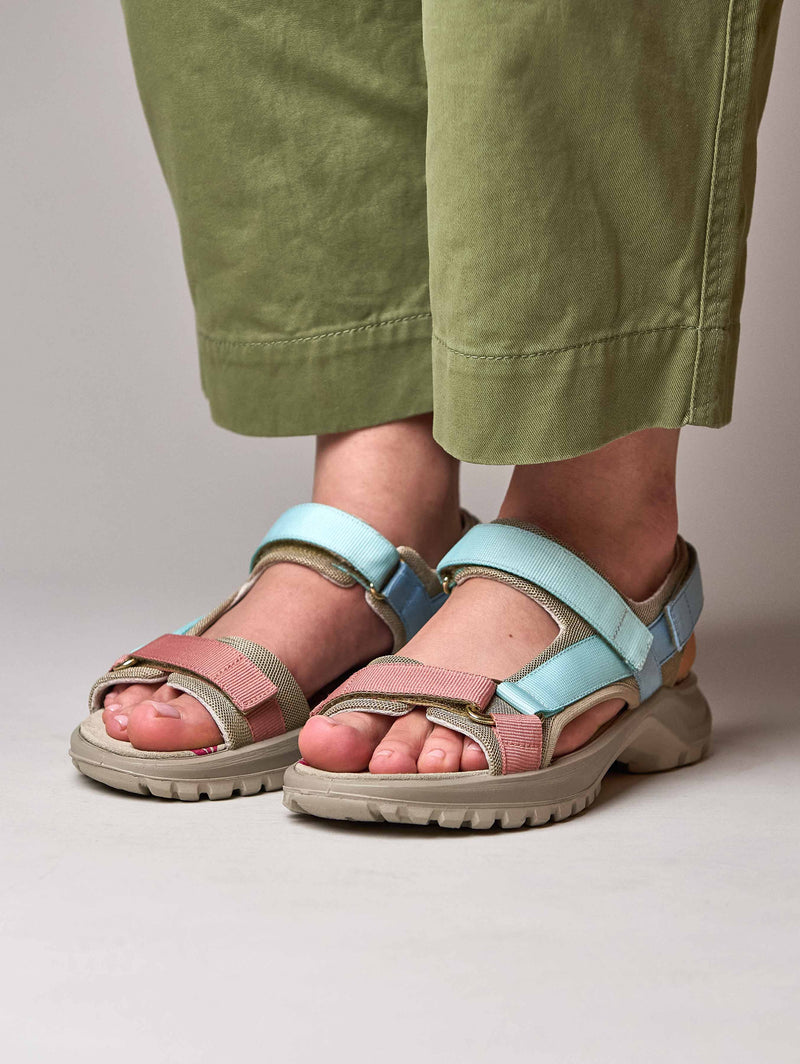Blue chunky lightweight adventure sandals - LUNE SKY BLUE MULTI