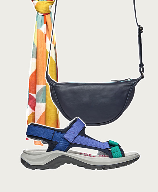 Blue chunky lightweight adventure sandals - LUNE INDIGO MULTI
