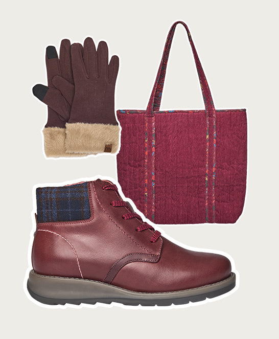 Red lace up dual-fit ankle boot - LYDD ZINFANDEL RED WAXY LEATHER