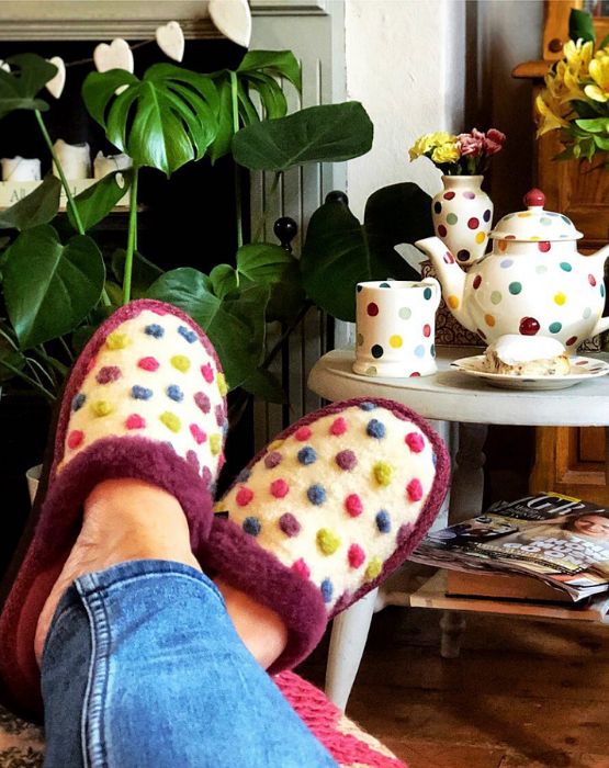 Malia 2 Sherbet White from White colourful spotty mule slippers