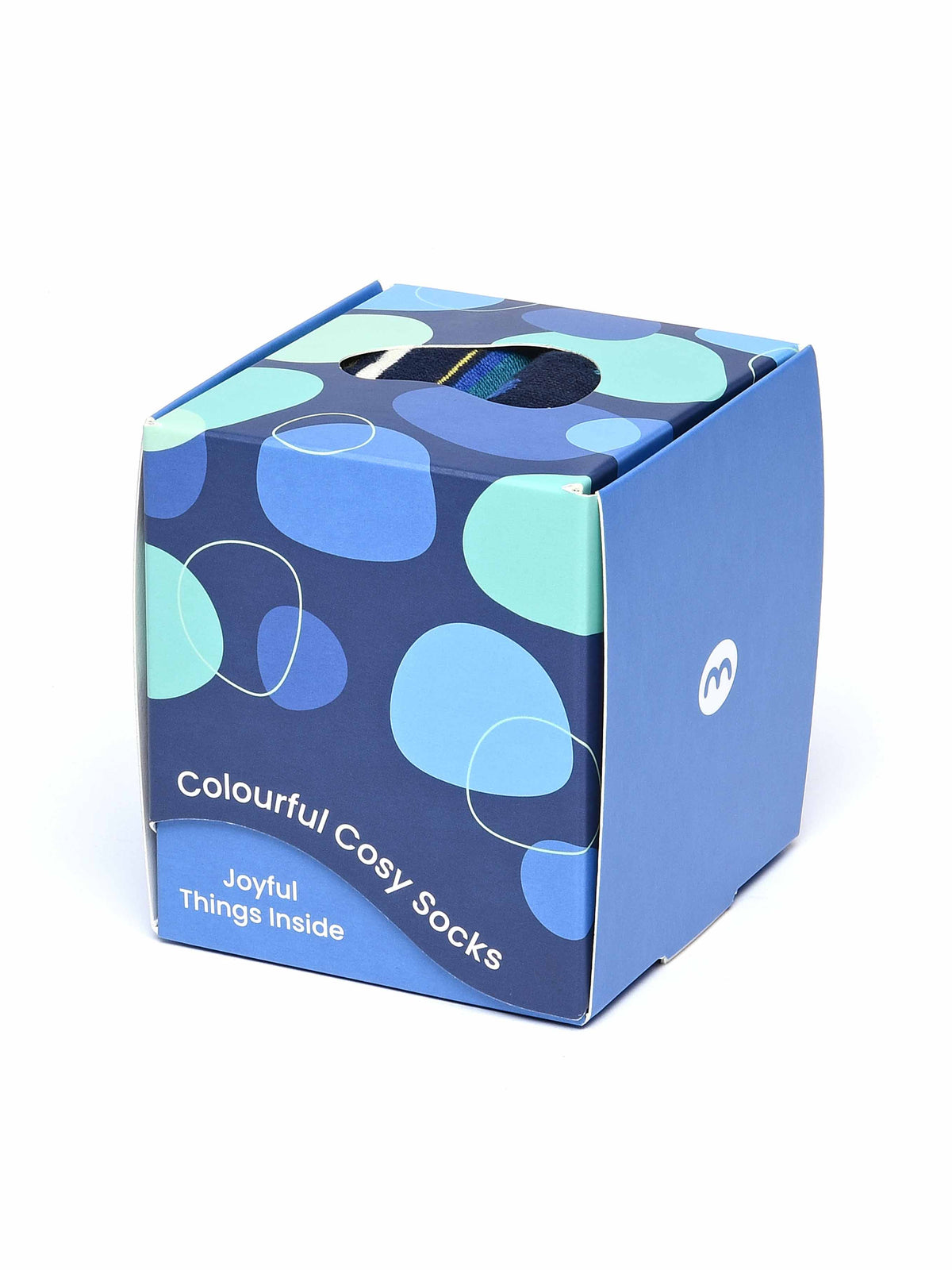 Blue ladies' patterned 2 sock box - MINKIE SOCK BOX INDIGO