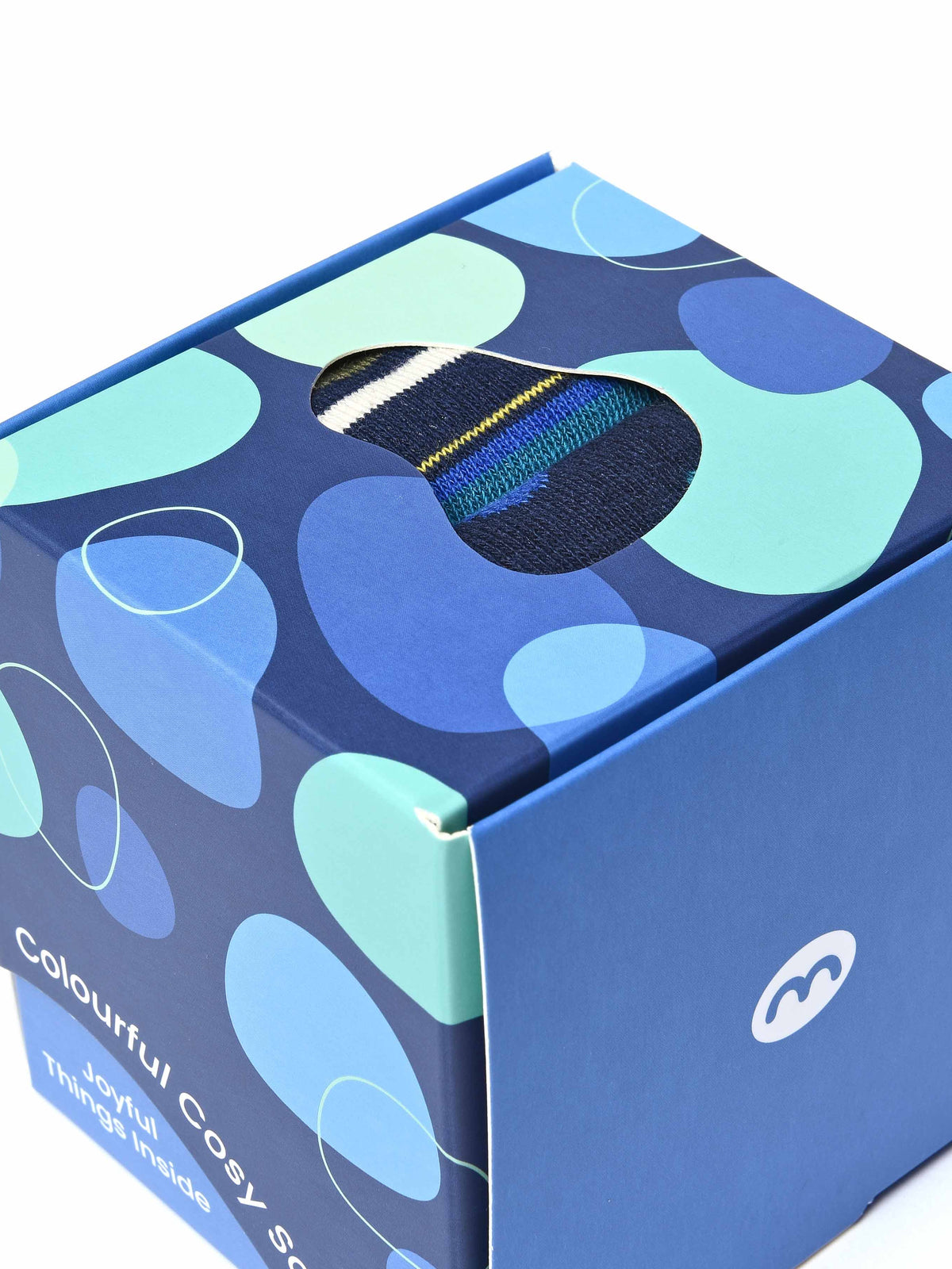 Blue ladies' patterned 2 sock box - MINKIE SOCK BOX INDIGO