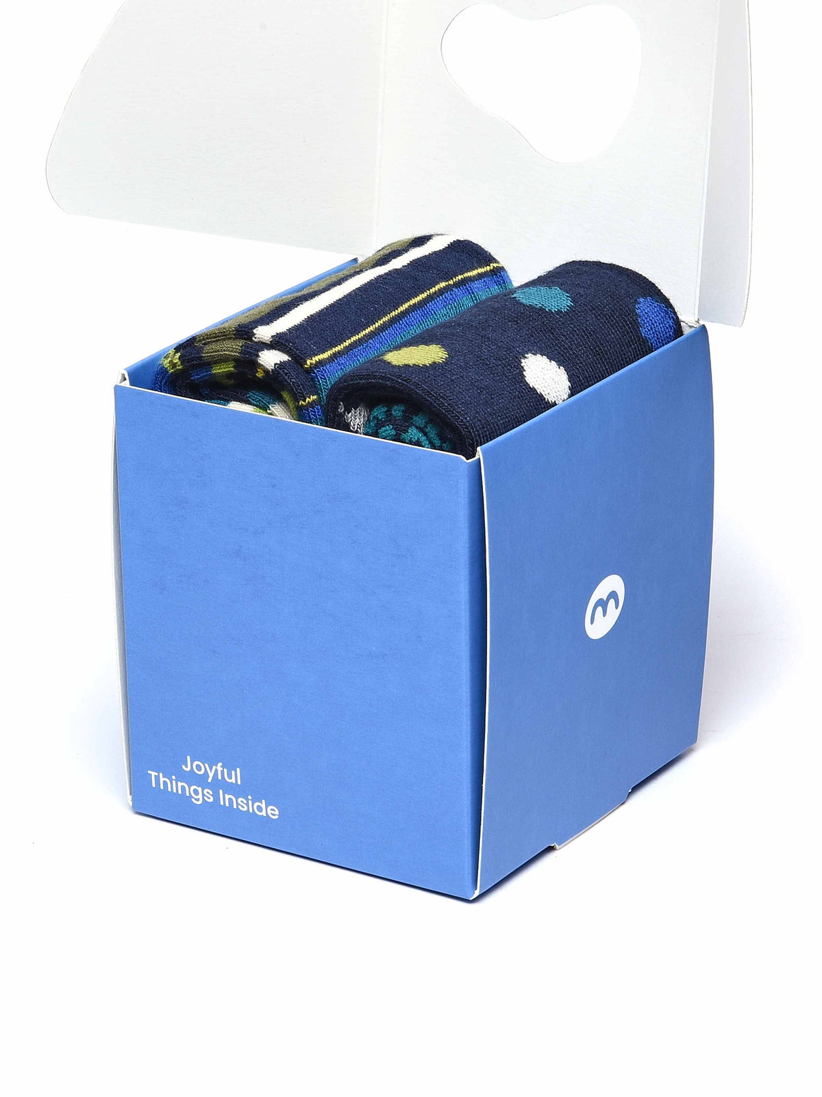 Blue ladies' patterned 2 sock box - MINKIE SOCK BOX INDIGO