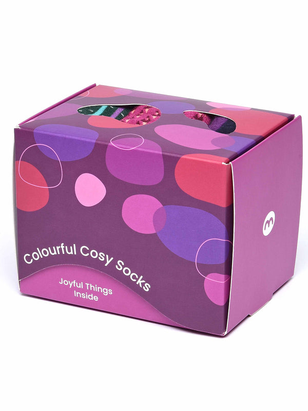 Green ladies' patterned 3 sock box - NUTHATCH SOCK BOX GREEN