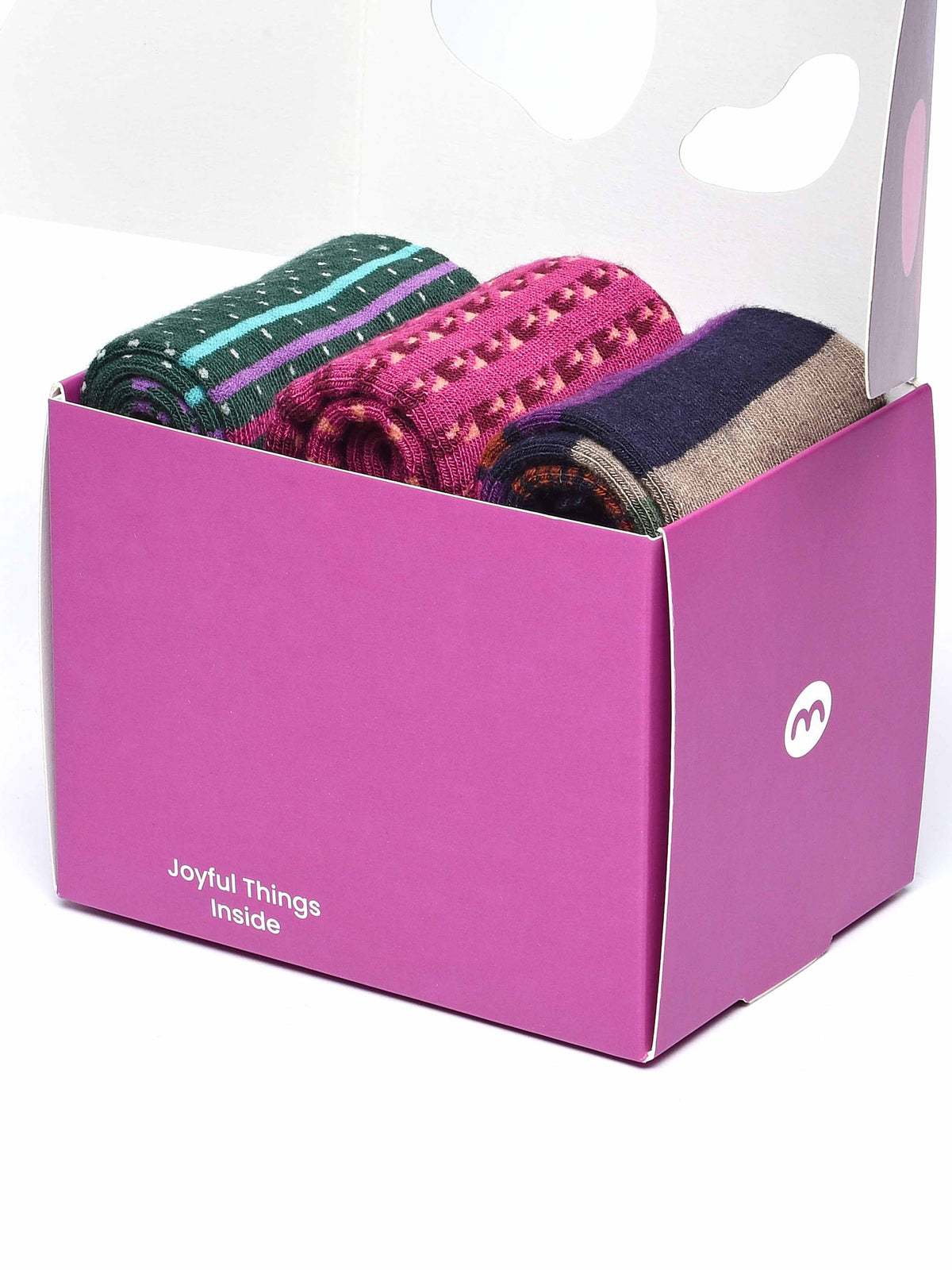 Green ladies' patterned 3 sock box - NUTHATCH SOCK BOX GREEN