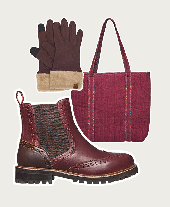 Red brogue-style twin gusset chelsea boots - PALSA ZINFANDEL RED LEATHER