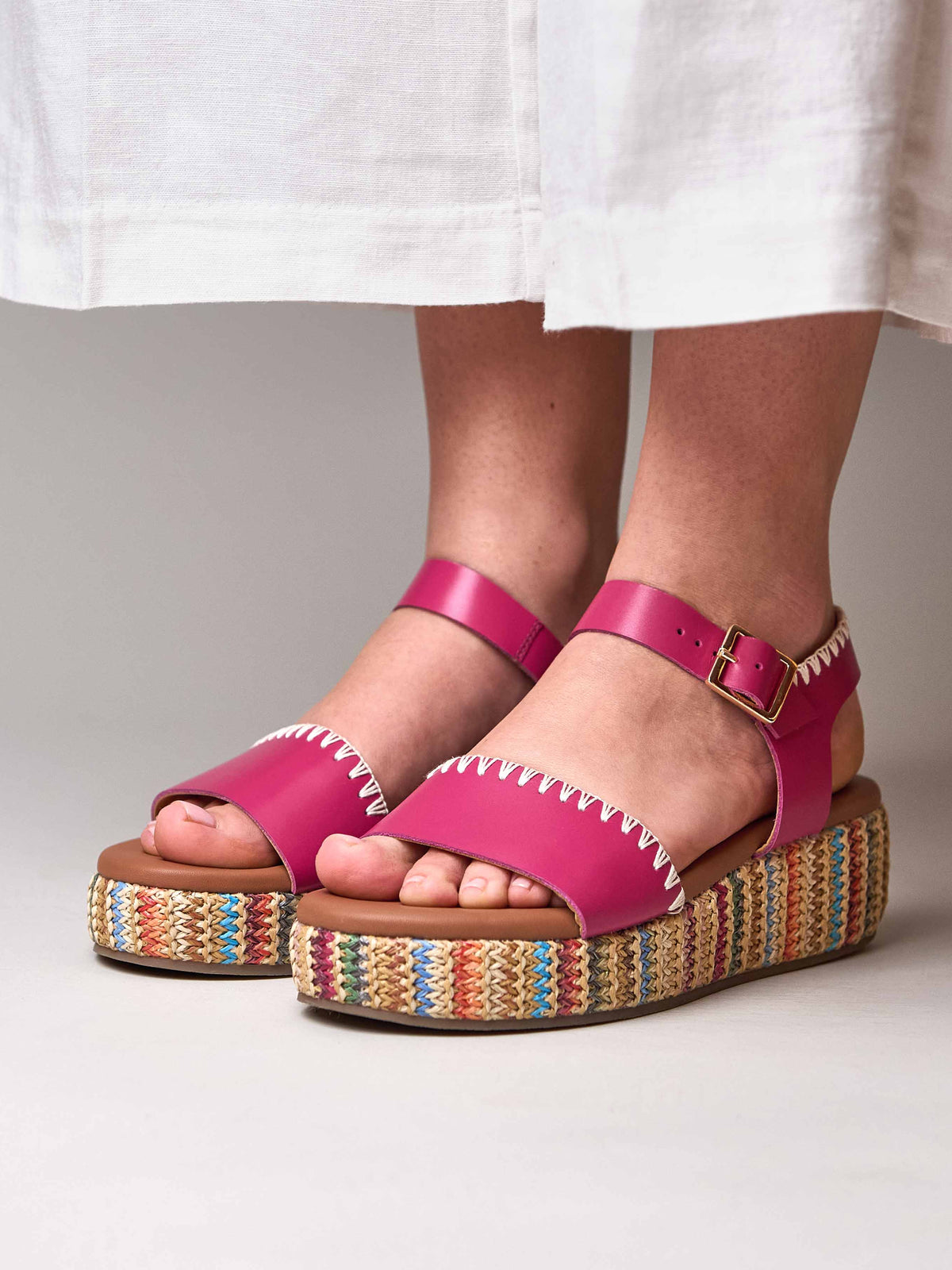 PEACH CRUMBLE FUCHSIA PINK LEATHER