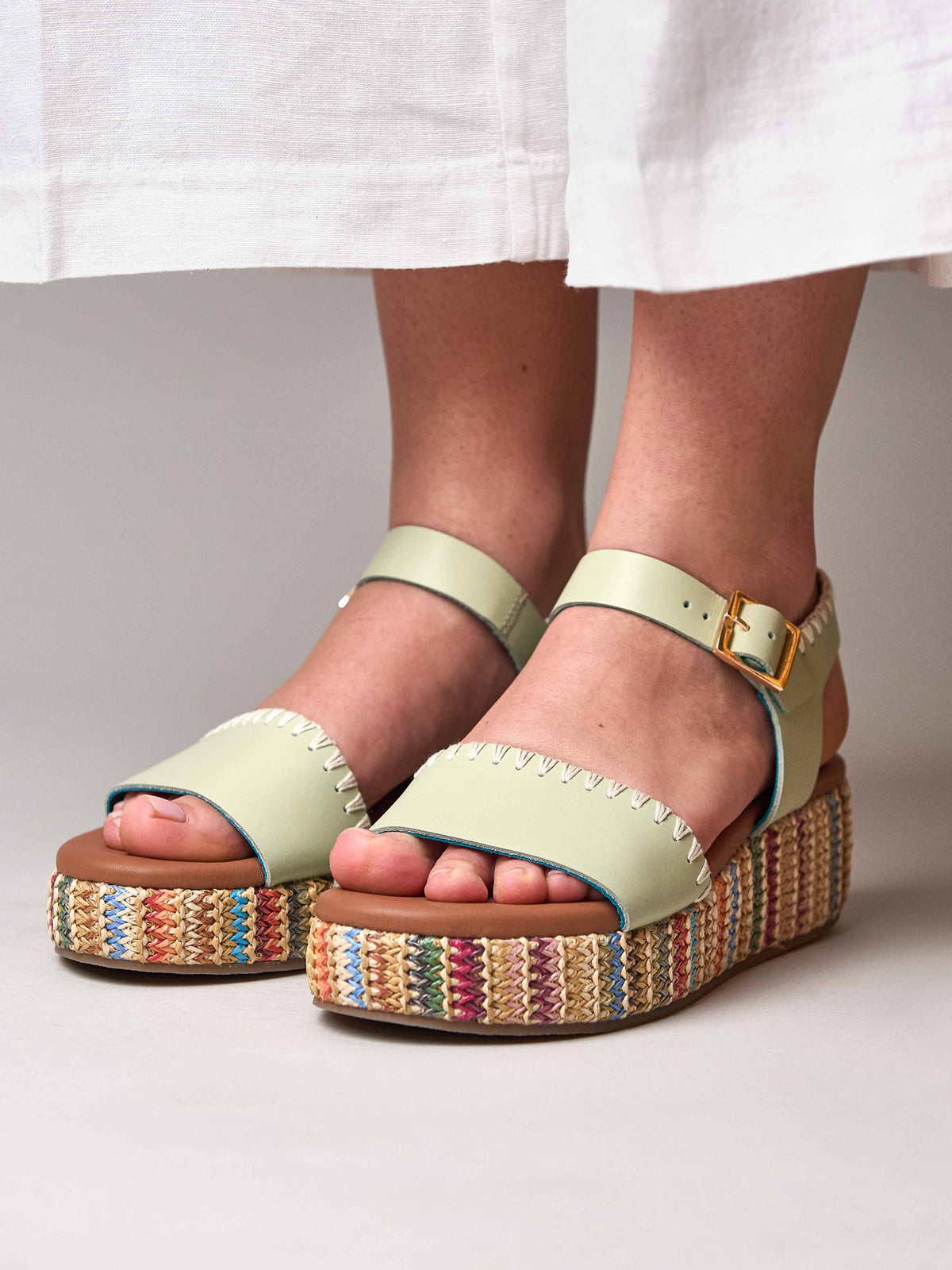 PEACH CRUMBLE SAGE GREEN LEATHER