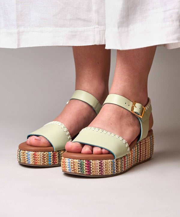 PEACH CRUMBLE SAGE GREEN LEATHER