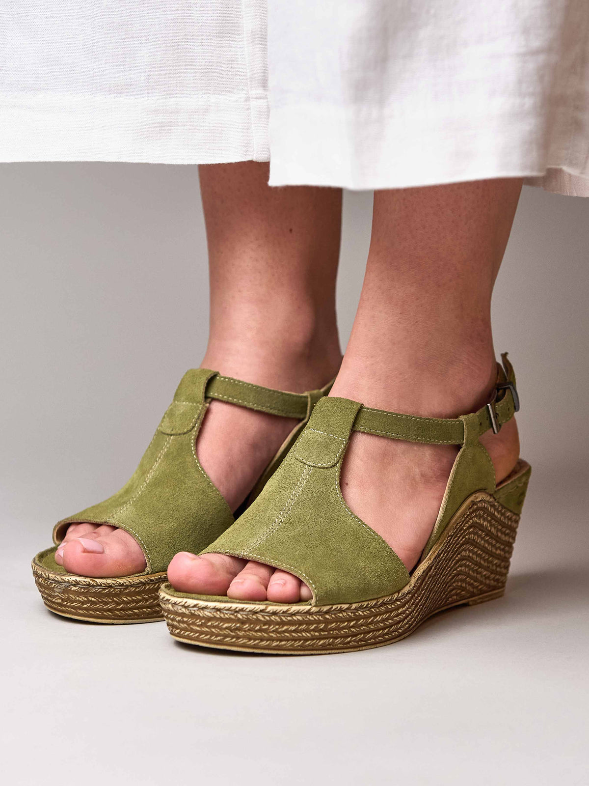 PEACH MELBA 2 LICHEN GREEN SUEDE