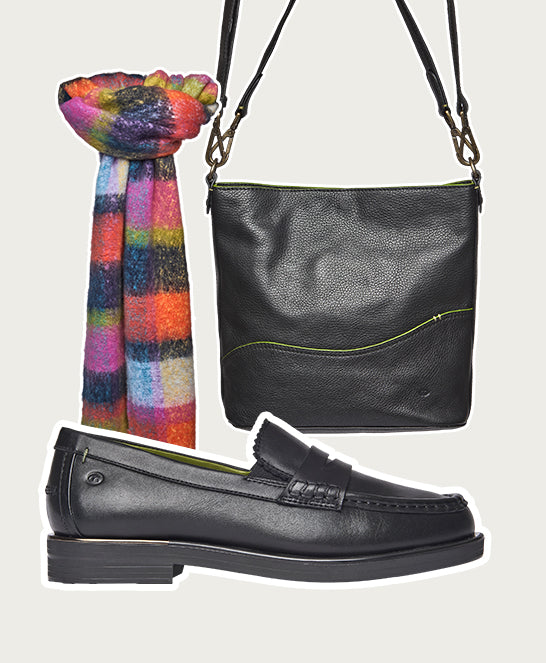Black leather loafers with metal heel trim - PRION BLACK LEATHER