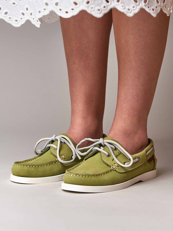 SALCOMBE 3 LICHEN GREEN NUBUCK