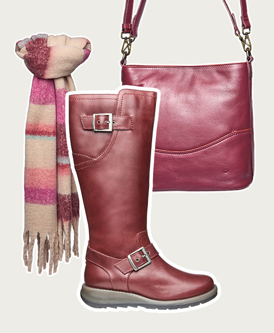 Red long leather wedge boots - STARGAZER ZINFANDEL RED