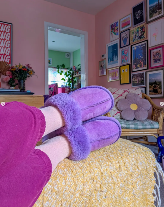 Tiree Plum from Purple sheepskin mule slippers