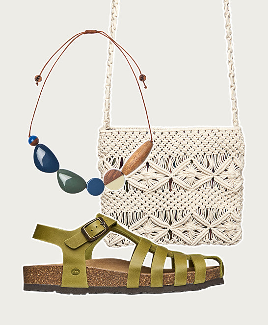 Green leather fisherman cork sandals - YARMER PESTO GREEN WAXY