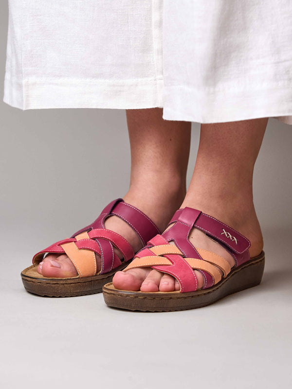 ZAHARA FUCHSIA PINK MULTI LEATHER