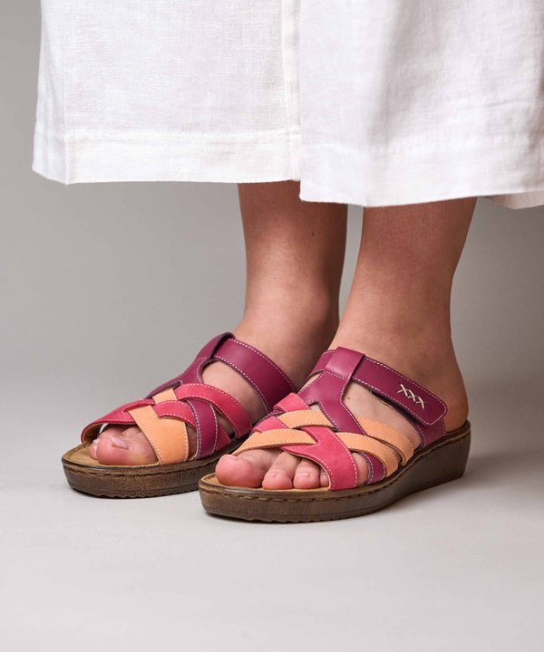 ZAHARA FUCHSIA PINK MULTI LEATHER