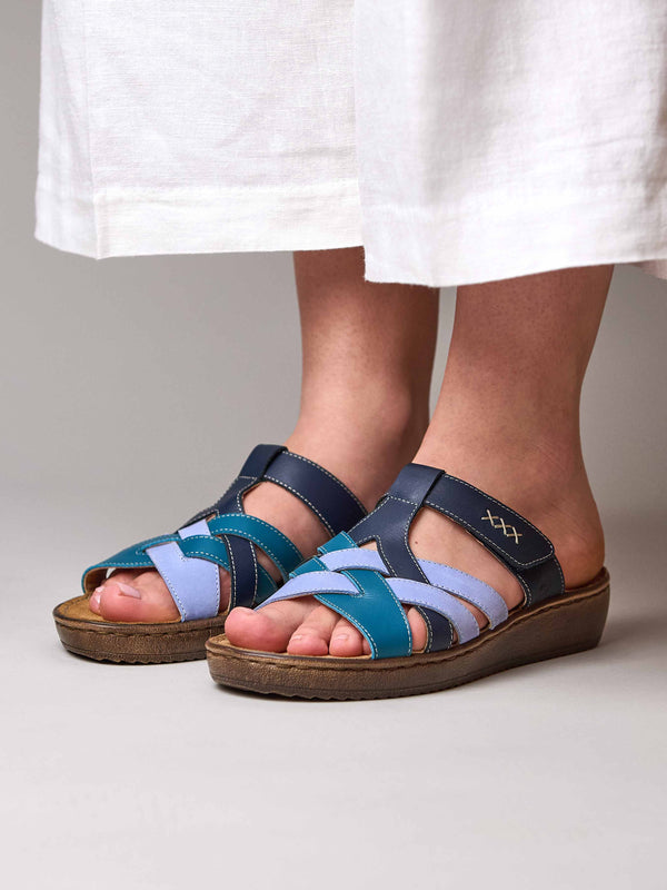 ZAHARA INDIGO MULTI LEATHER