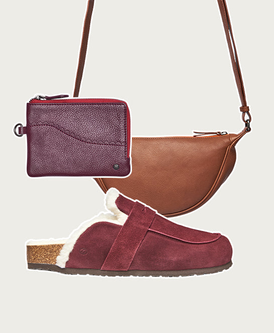 Red fluffy lined penny loafer mule - ZINNIA ZINFANDEL RED SUEDE