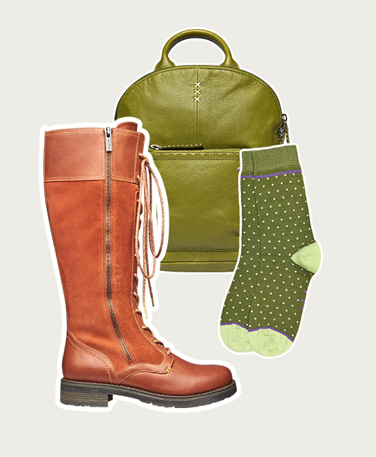 Red long adjustable lace-up boots - AIMEE TERRACOTTA