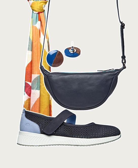 Blue sports style ballerina trainer - AMARA INDIGO NUBUCK