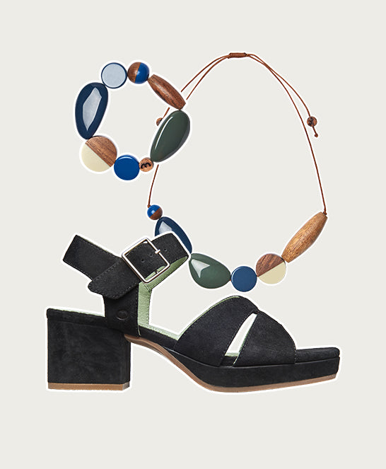 Black platform cross-over sandal - ARANIKO BLACK