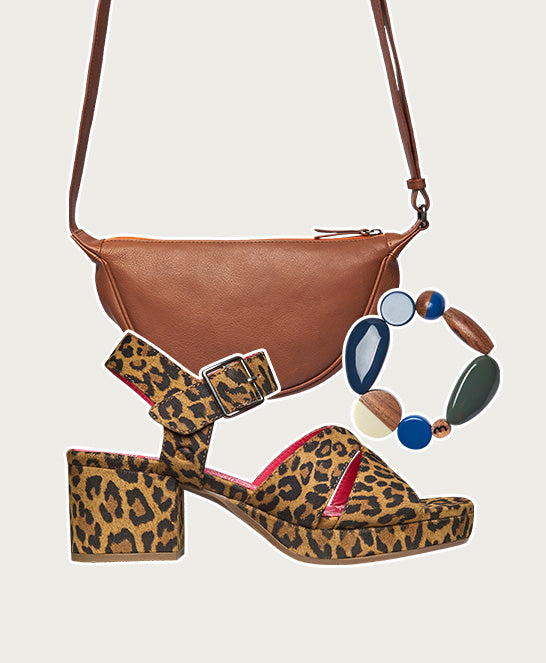 Animal print platform cross-over sandal - ARANIKO LEOPARD PRINT SUEDE
