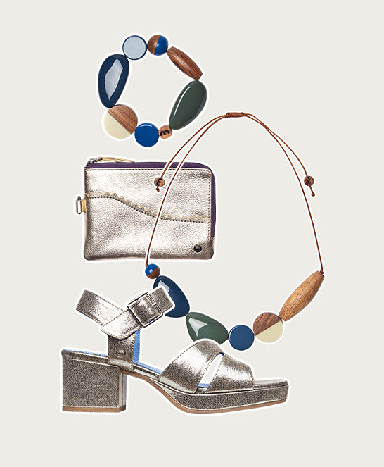 Metallic platform cross-over sandal - ARANIKO SILVER METALLIC