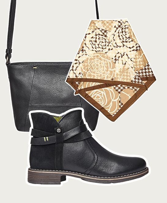 Black polished leather and suede ankle boots - ATOLL BLACK LEATHER/SUEDE