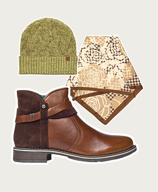 Brown polished leather and suede ankle boots - ATOLL PECAN/BROWN LEATHER/SUEDE