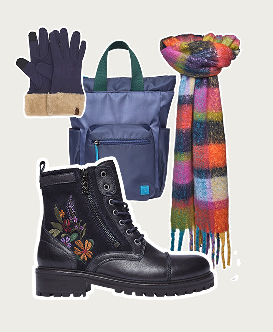 Blue embroidered biker boot - BARDSEY 2 FLORAL INDIGO