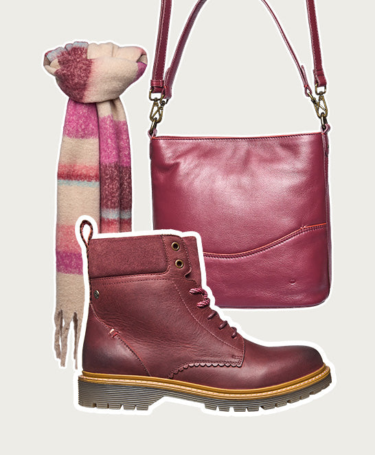 Red sturdy suede ankle boots - BEATTOCK ZINFANDEL RED WAXY LEATHER