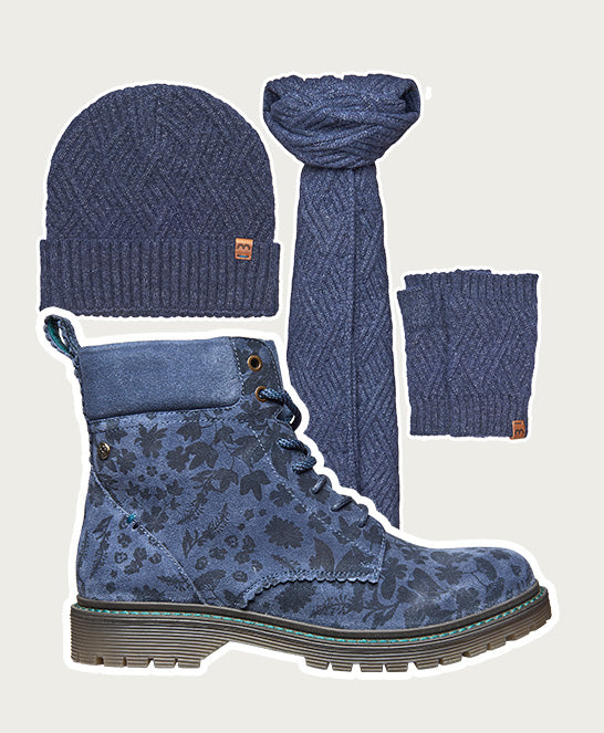 sturdy suede ankle boots - BEATTOCK DENIM SUEDE FLORAL PRINT