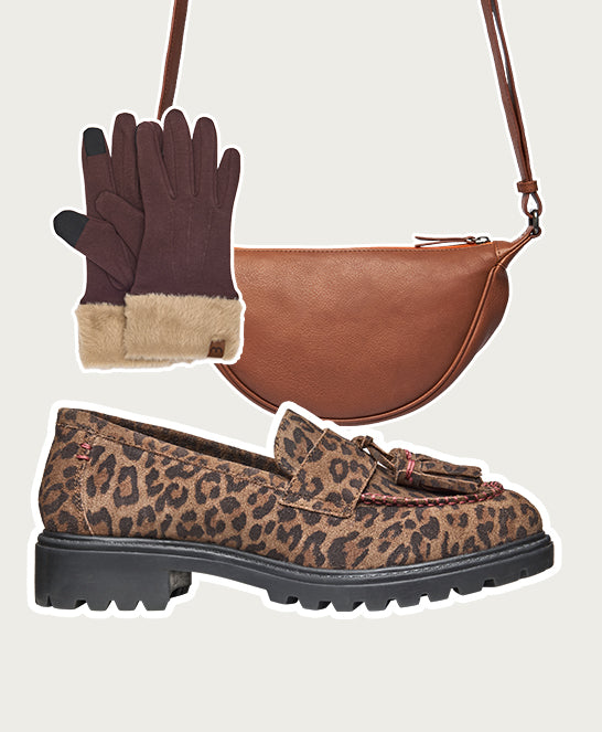 Brown dual-fit penny loafer - BLOOMER BROWN LEOPARD PRINT SUEDE