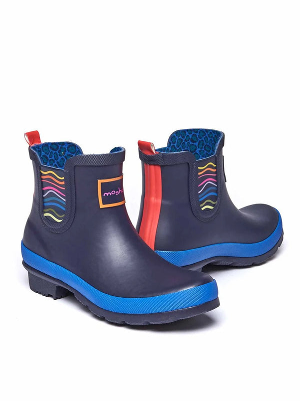 Blue Colourful short wellies - PUDDLE INDIGO RIPPLE
