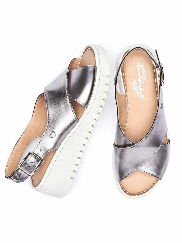 Metallic / Grey Crossover platform sandals - SHARROW PEWTER