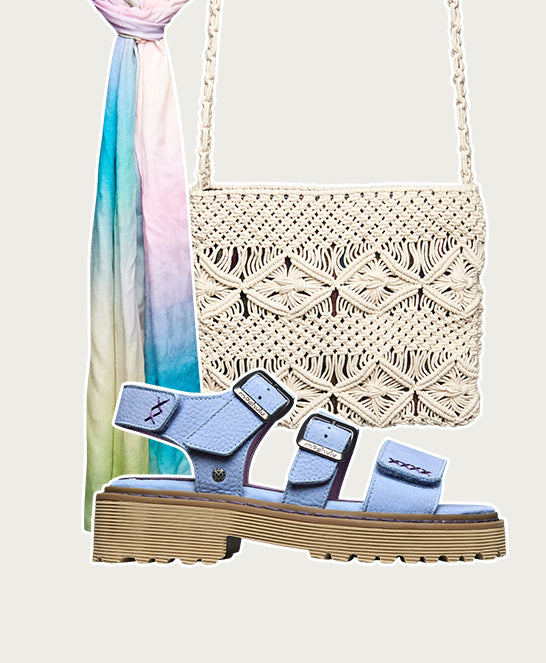 Blue chunky adjustable city sandals - DIANTHA CORNFLOWER BLUE NUBUCK