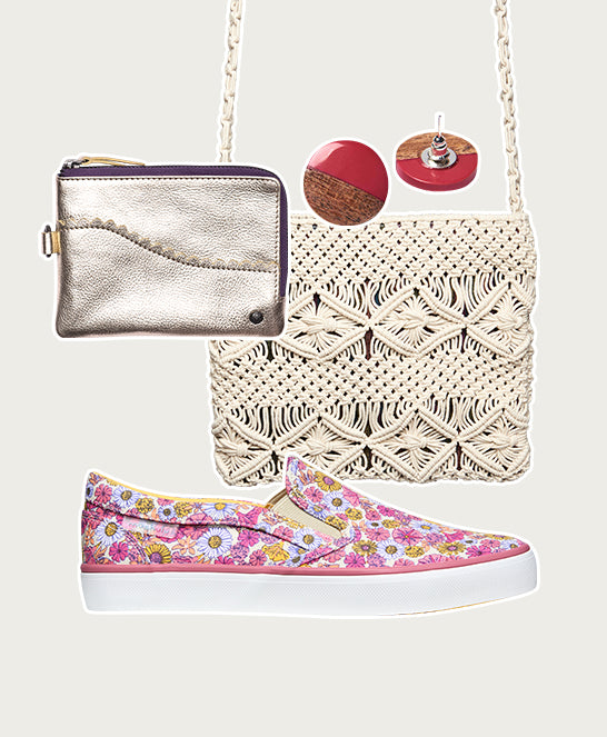 Multi slip on pump trainers - DUNDEE COASTAL BLOOM PRINT