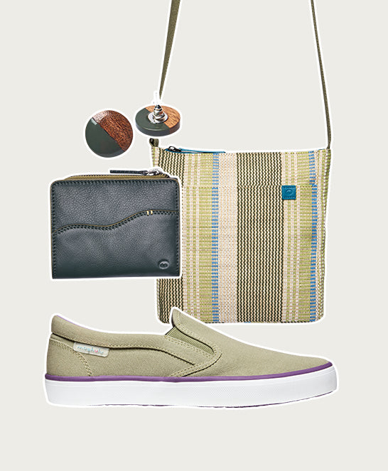 Green slip on pump trainers - DUNDEE SAGE GREEN