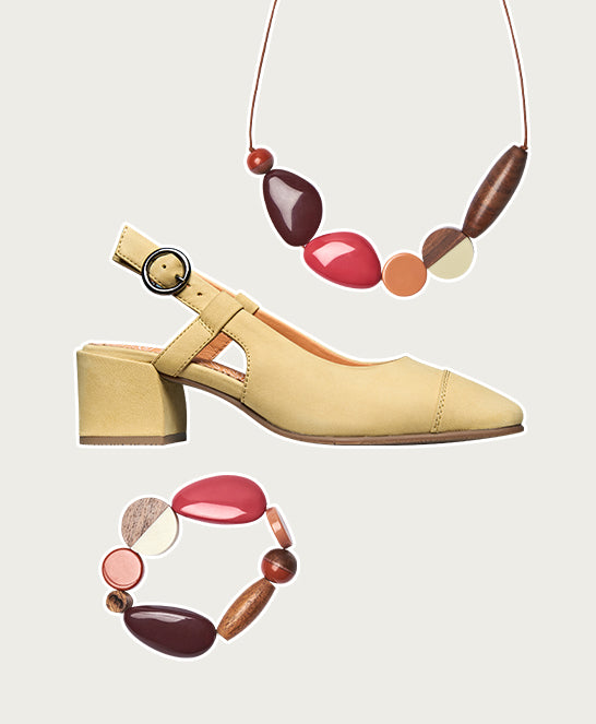 Yellow nubuck slingback court heels - EMIKO PRIMROSE YELLOW NUBUCK